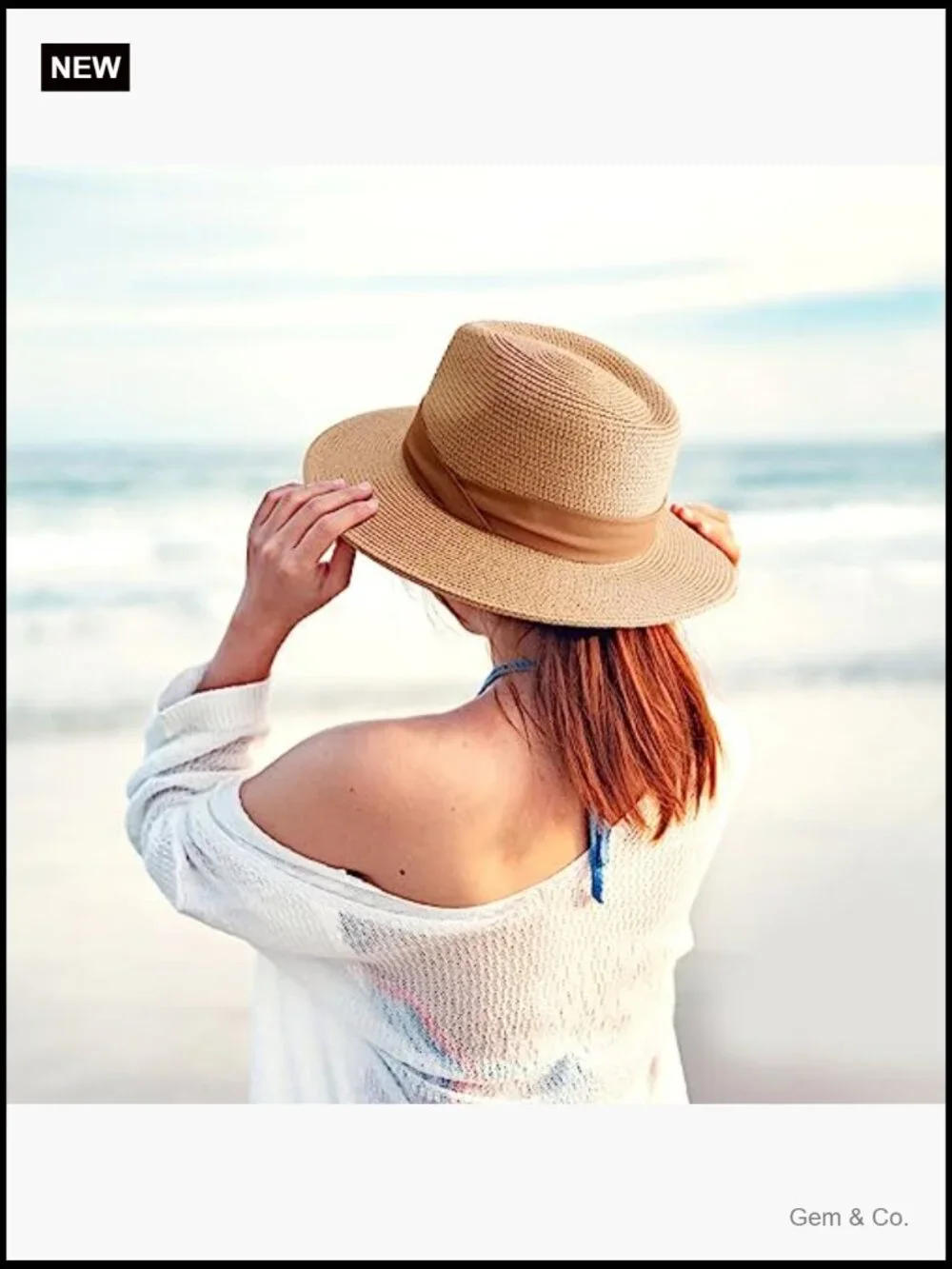 Wide Brim Straw Sun Hat UPF 50+ Foldable Travel Fedora